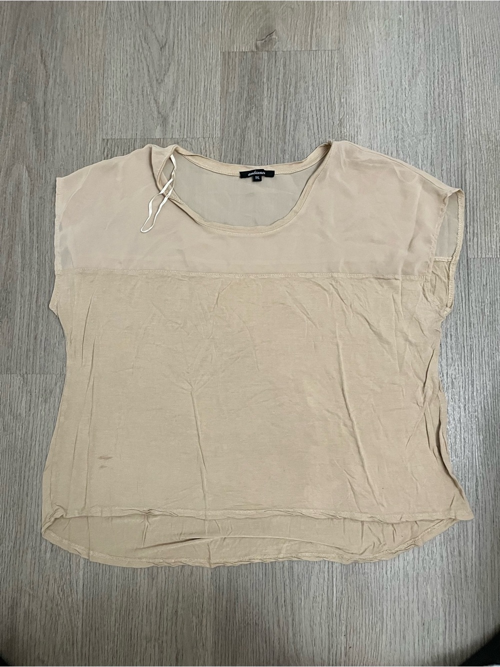 Ambiance Nude Beige Scoop Neck Tank Top - 1XL